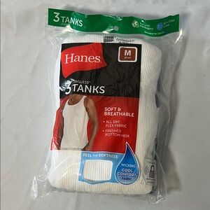 Hanes White Tagless Tanks 3-Pack - Soft & Breathable